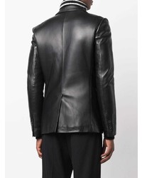 Мужской черный кожаный пиджак от Les Hommes