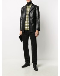 Мужской черный кожаный пиджак от Sunflower