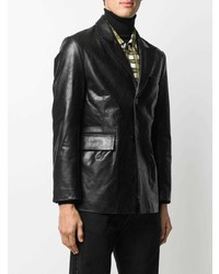 Мужской черный кожаный пиджак от Sunflower