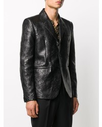 Мужской черный кожаный пиджак от Saint Laurent