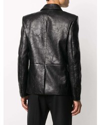 Мужской черный кожаный пиджак от Saint Laurent