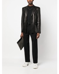Мужской черный кожаный пиджак от Philipp Plein