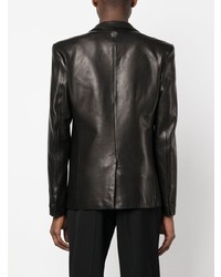 Мужской черный кожаный пиджак от Philipp Plein