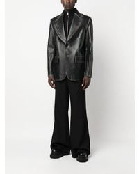 Мужской черный кожаный пиджак от MM6 MAISON MARGIELA