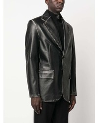 Мужской черный кожаный пиджак от MM6 MAISON MARGIELA