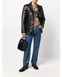 Мужской черный кожаный пиджак от Acne Studios