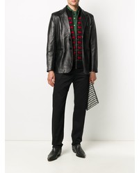 Мужской черный кожаный пиджак от Ernest W. Baker