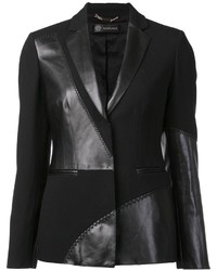 Женский черный кожаный пиджак от Versace