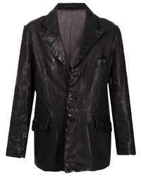 Мужской черный кожаный пиджак от Yohji Yamamoto