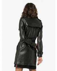 Женский черный кожаный плащ от Saint Laurent