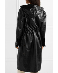 Женский черный кожаный плащ от Nanushka