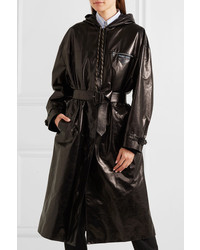 Женский черный кожаный плащ от Prada