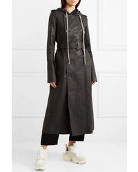 Женский черный кожаный плащ от Rick Owens