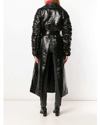 Женский черный кожаный плащ от Drome