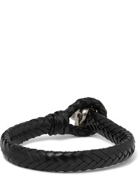 Мужской черный кожаный плетеный браслет от Alexander McQueen