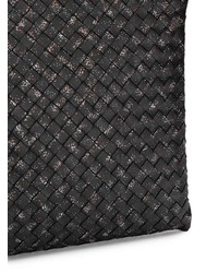 Мужской черный кожаный плетеный мужской клатч от Bottega Veneta
