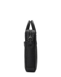 Черный кожаный плетеный портфель от Ermenegildo Zegna