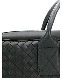 Черный кожаный плетеный портфель от Bottega Veneta