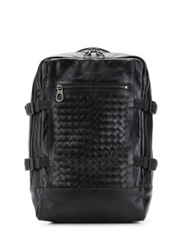 Мужской черный кожаный плетеный рюкзак от Bottega Veneta