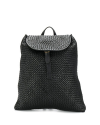 Мужской черный кожаный плетеный рюкзак от Officine Creative