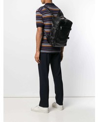 Мужской черный кожаный плетеный рюкзак от Bottega Veneta