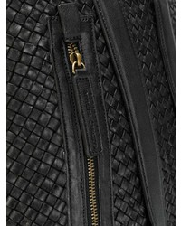 Мужской черный кожаный плетеный рюкзак от Officine Creative