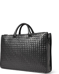 Черный кожаный портфель от Bottega Veneta