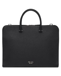 Черный кожаный портфель от Prada
