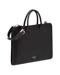 Черный кожаный портфель от Prada