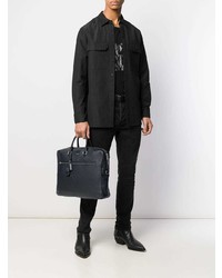 Черный кожаный портфель от Saint Laurent