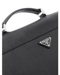 Черный кожаный портфель от Prada