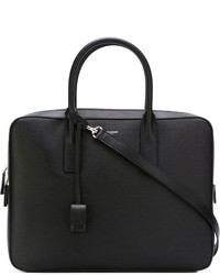 Черный кожаный портфель от Saint Laurent