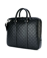 Черный кожаный портфель от Gucci