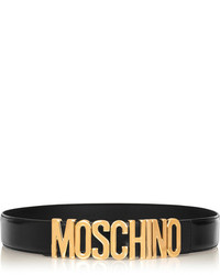 Черный кожаный пояс с украшением от Moschino
