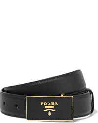 Черный кожаный пояс от Prada