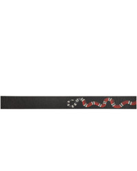 Мужской черный кожаный ремень с принтом от Gucci