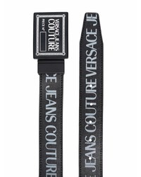 Мужской черный кожаный ремень с принтом от VERSACE JEANS COUTURE