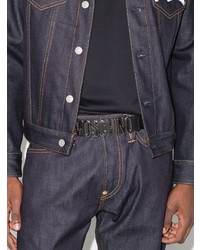 Мужской черный кожаный ремень с украшением от Moschino