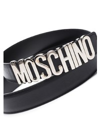Мужской черный кожаный ремень с украшением от Moschino