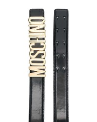 Мужской черный кожаный ремень с украшением от Moschino