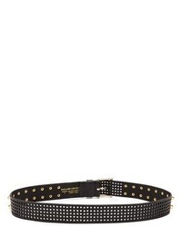 Женский черный кожаный ремень с шипами от Linea Pelle