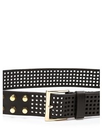 Женский черный кожаный ремень с шипами от Linea Pelle