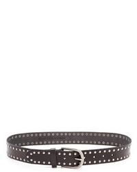 Женский черный кожаный ремень с шипами от Linea Pelle