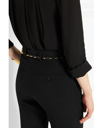 Женский черный кожаный ремень с шипами от Miu Miu