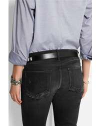 Женский черный кожаный ремень с шипами от Karl Lagerfeld