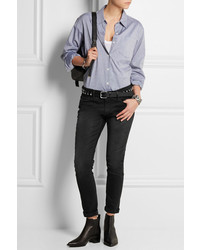 Женский черный кожаный ремень с шипами от Karl Lagerfeld