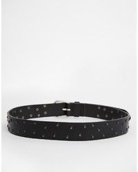 Женский черный кожаный ремень с шипами от Pieces