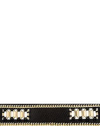 Женский черный кожаный ремень со змеиным рисунком от Balmain