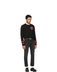 Мужской черный кожаный ремень от Gucci