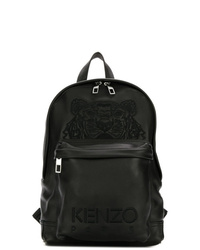Мужской черный кожаный рюкзак с вышивкой от Kenzo